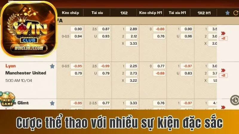 Cược thể thao với nhiều sự kiện đặc sắc