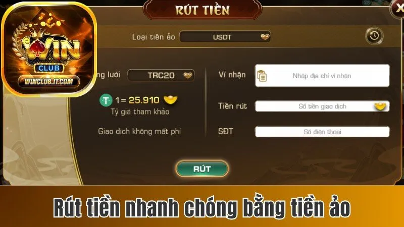 Rút Tiền Winclub Với Các Thao Tác Thần Tốc Trong 1 Phút 2 Thực hiện rút tiền nhanh chóng bằng tiền ảo